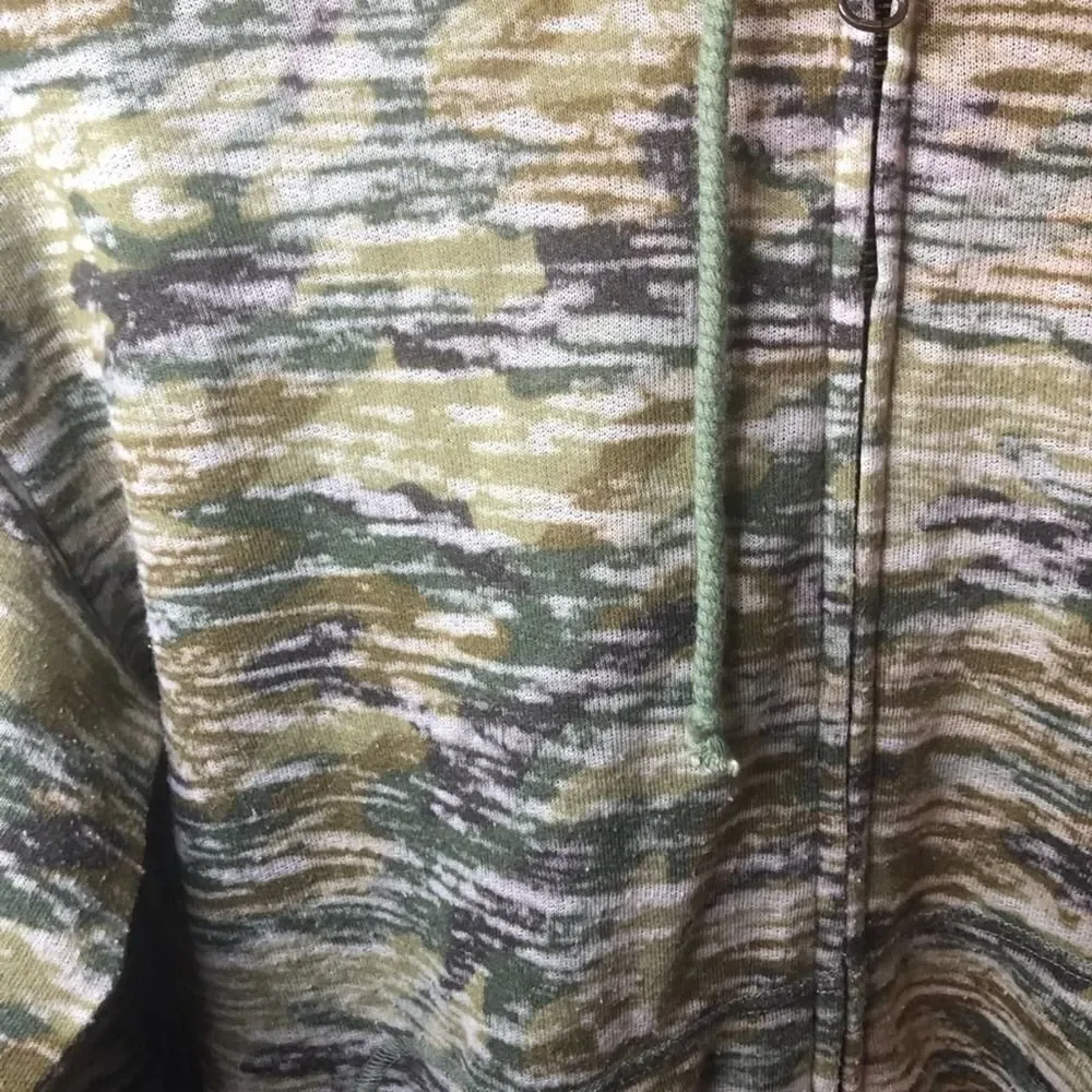 Free People Cropped Camouflage Burn Out Hoodie